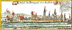 Kosel in Prospect von Ratibor Seite - Widok miasta od strony Raciborza